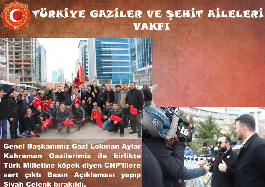 Genel Başkanımız Gazi Lokman Aylar Kahraman Gazilerimiz ile  birlikte Türk Milletine köpek diyen CHP'lilere sert çıktı Basın Açıklaması yapıp Siyah Çelenk bırakıldı