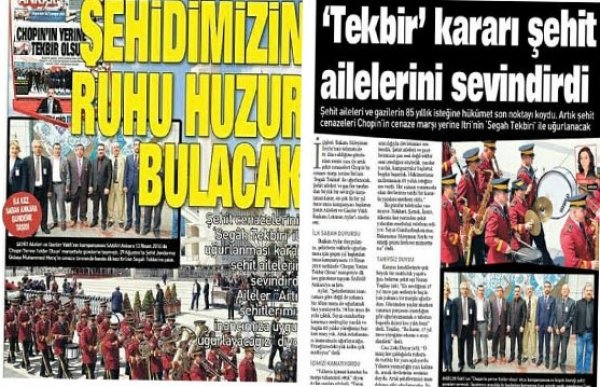 Şehit cenazeleri marş düzenlemesi ilgili, Sabah Gazetesi'nde yer alan değerlendirmesi.